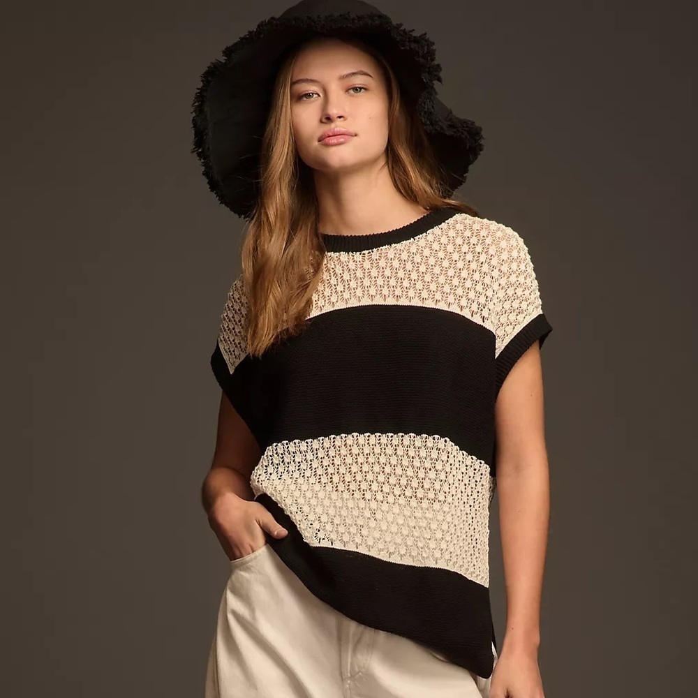 NWT Maeve Open-Stitch Mesh Sweater Vest - Picture 3 of 3